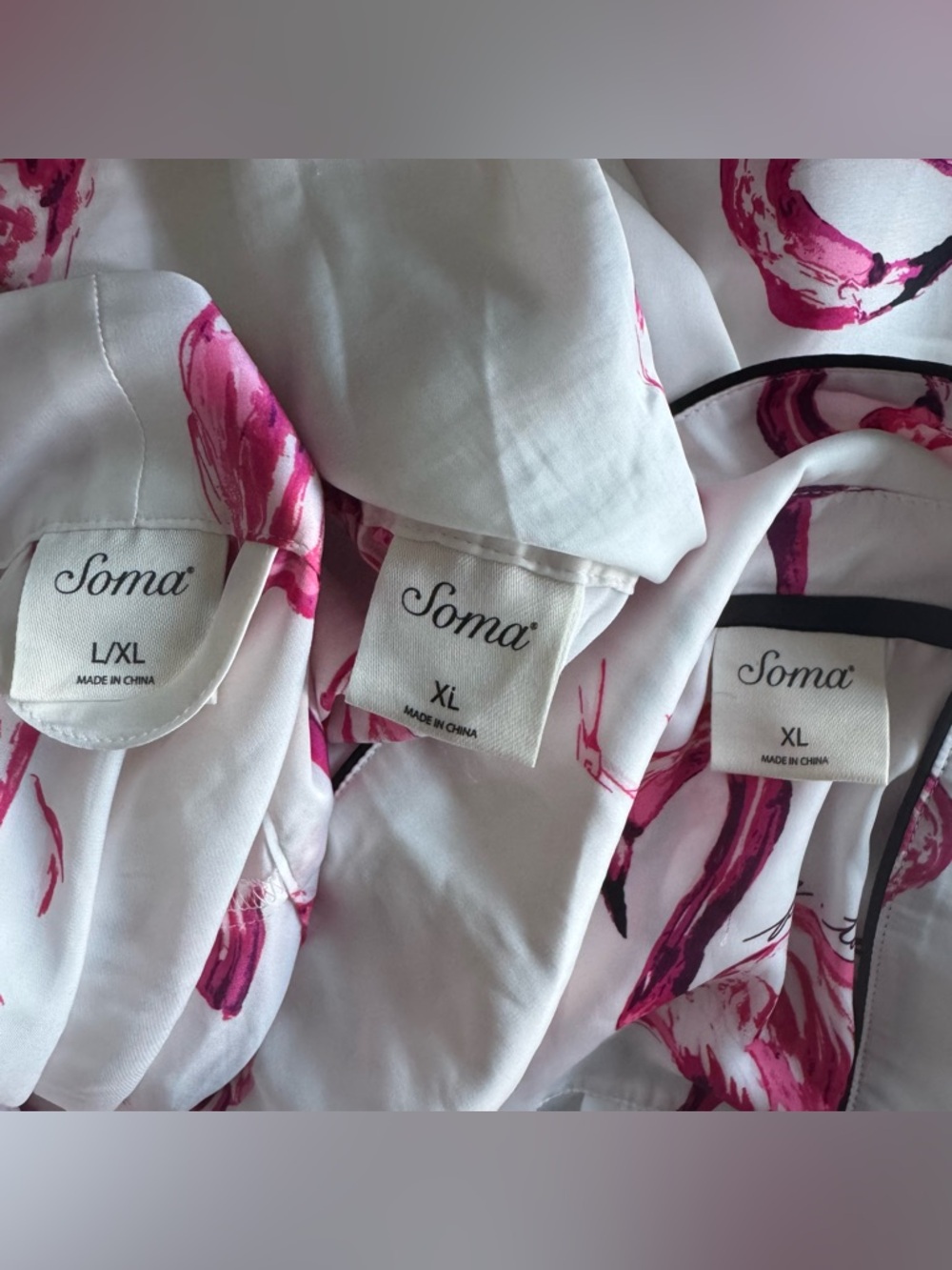 Soma Flamingo Pajama Set 3 Piece Robe Top Pants XL (S1) - Picture 12 of 13